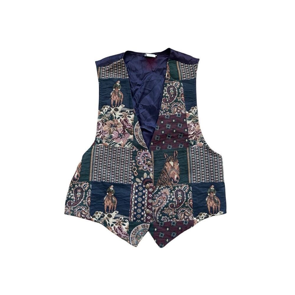 Vintage 90s‎ Horse Tapestry Vest by Backroad Blues – Size L
